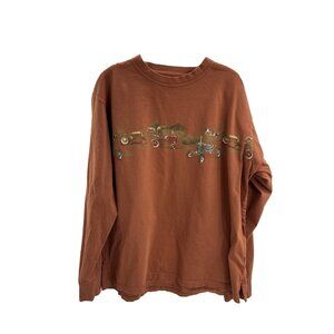 Bit & Bridle Mens Long Sleeve Shirt Tractor Graphic Rustic Farm Theme Size L